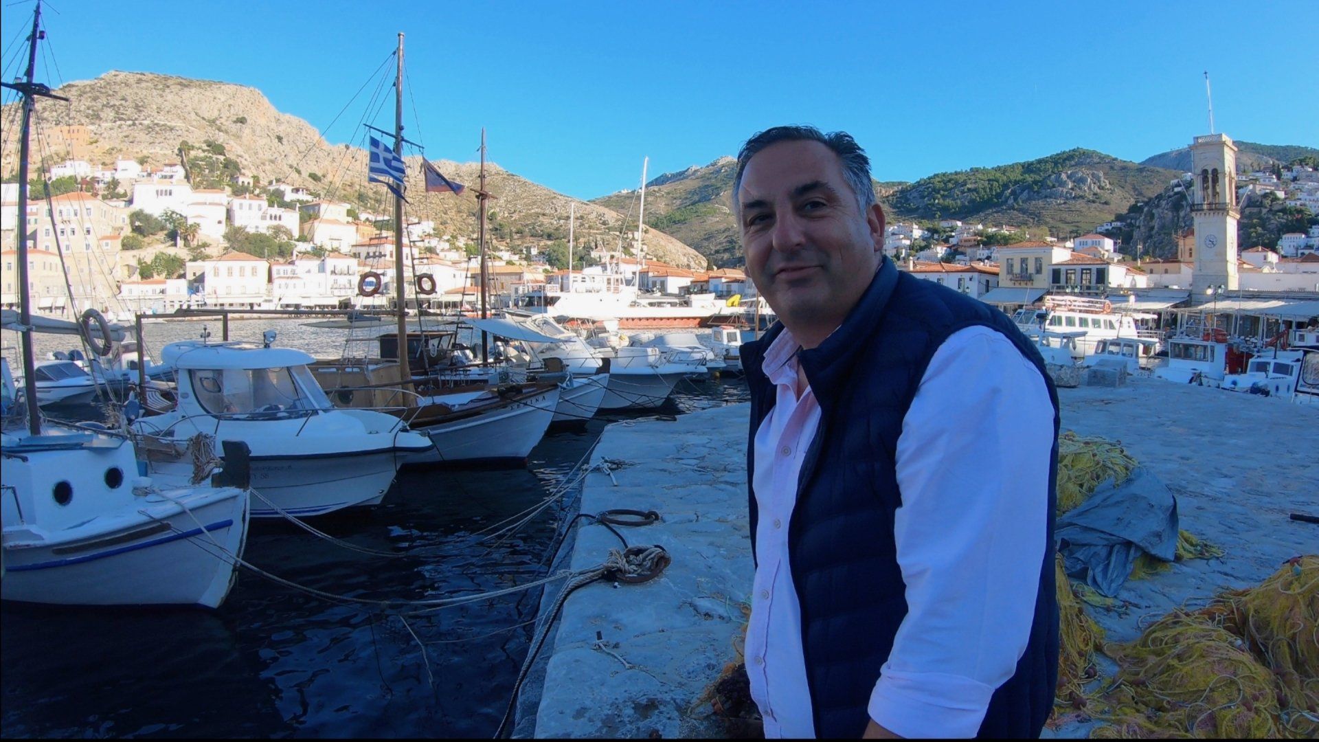 Oct 31 2020 Cleanup operation of seabed rubbish in Hydra Harbour on Hydra Island Greece.