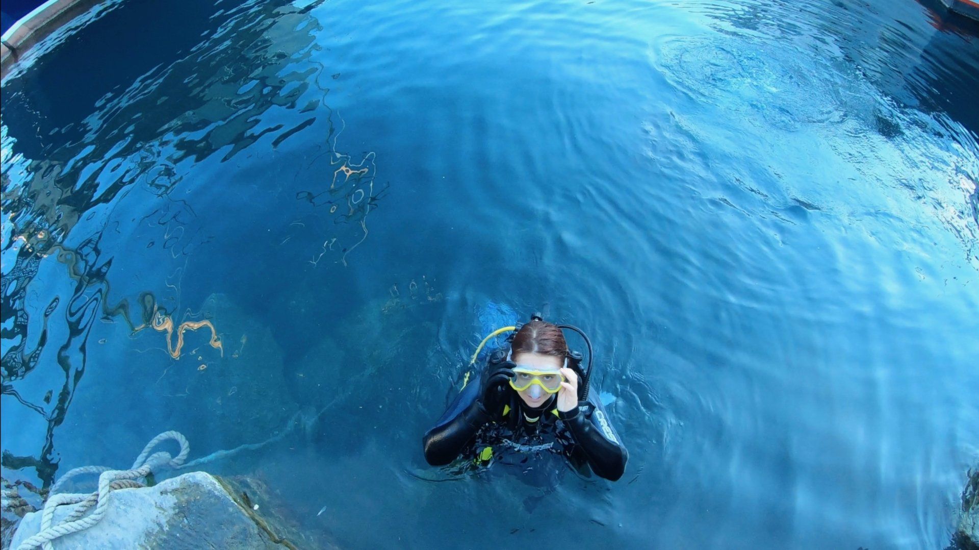 Oct 31 2020 Cleanup operation of seabed rubbish in Hydra Harbour on Hydra Island Greece.