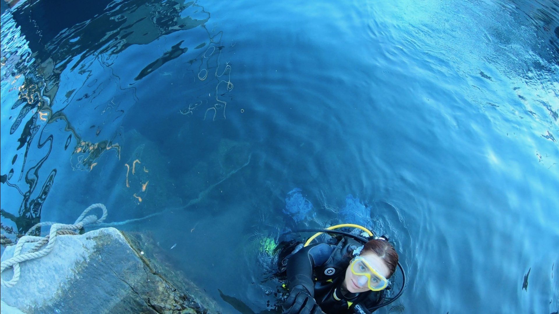 Oct 31 2020 Cleanup operation of seabed rubbish in Hydra Harbour on Hydra Island Greece.