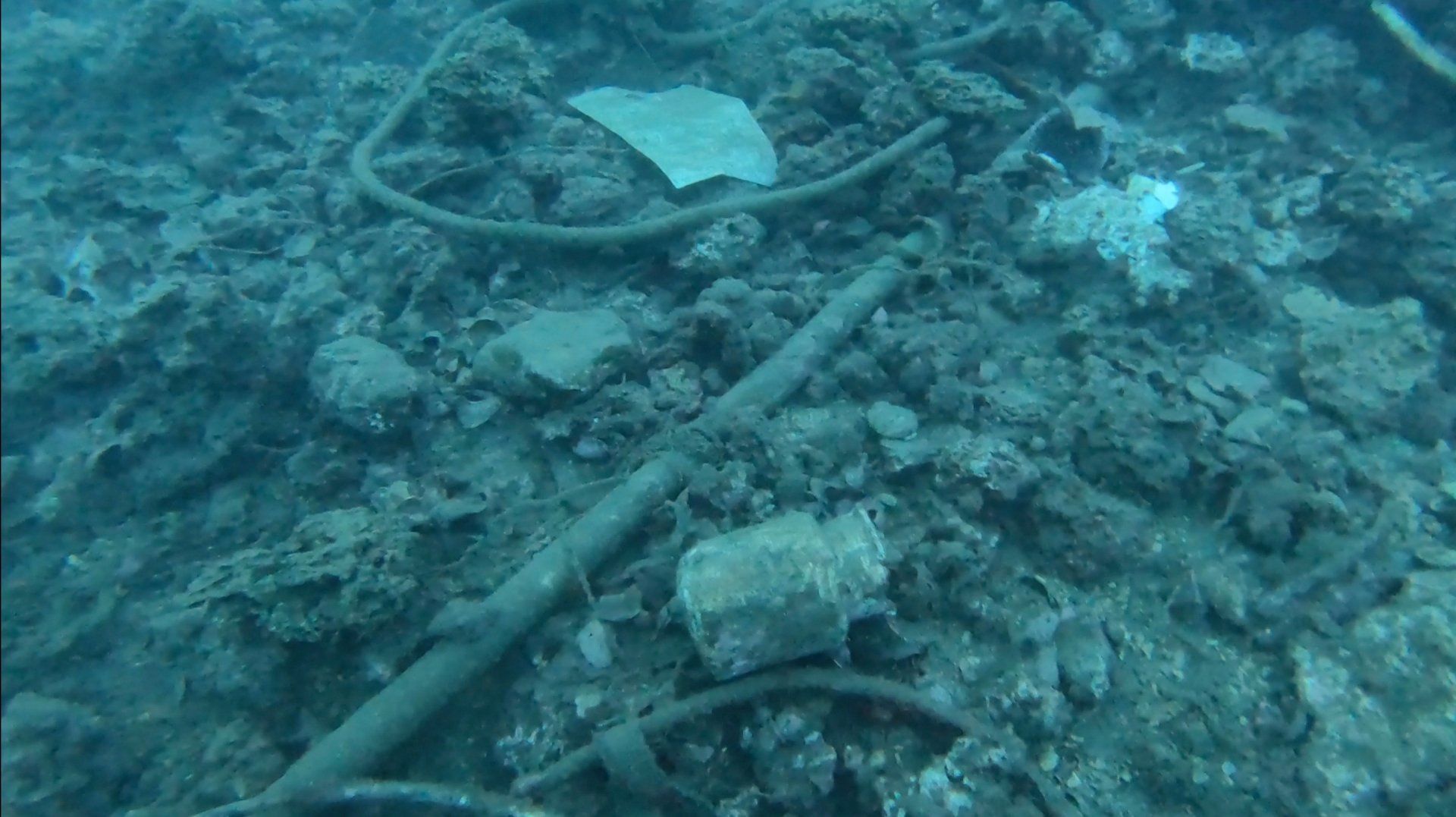 Oct 31 2020 Cleanup operation of seabed rubbish in Hydra Harbour on Hydra Island Greece.