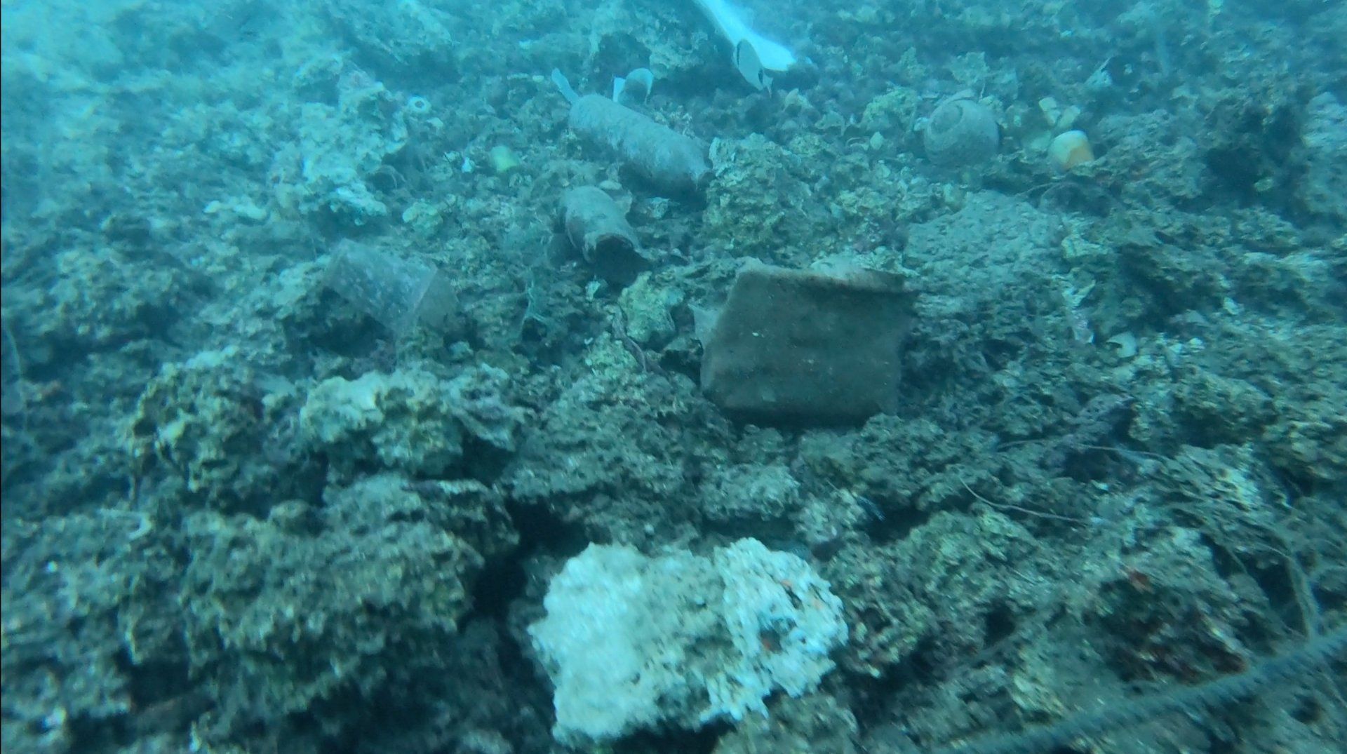 Oct 31 2020 Cleanup operation of seabed rubbish in Hydra Harbour on Hydra Island Greece.