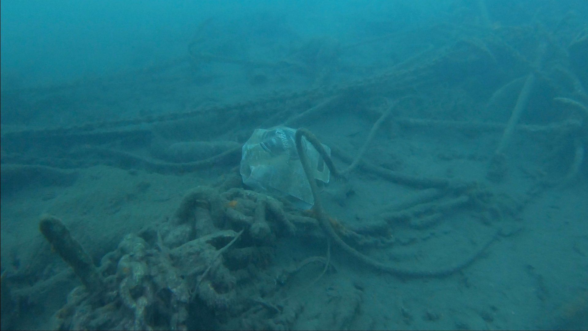 Oct 31 2020 Cleanup operation of seabed rubbish in Hydra Harbour on Hydra Island Greece.