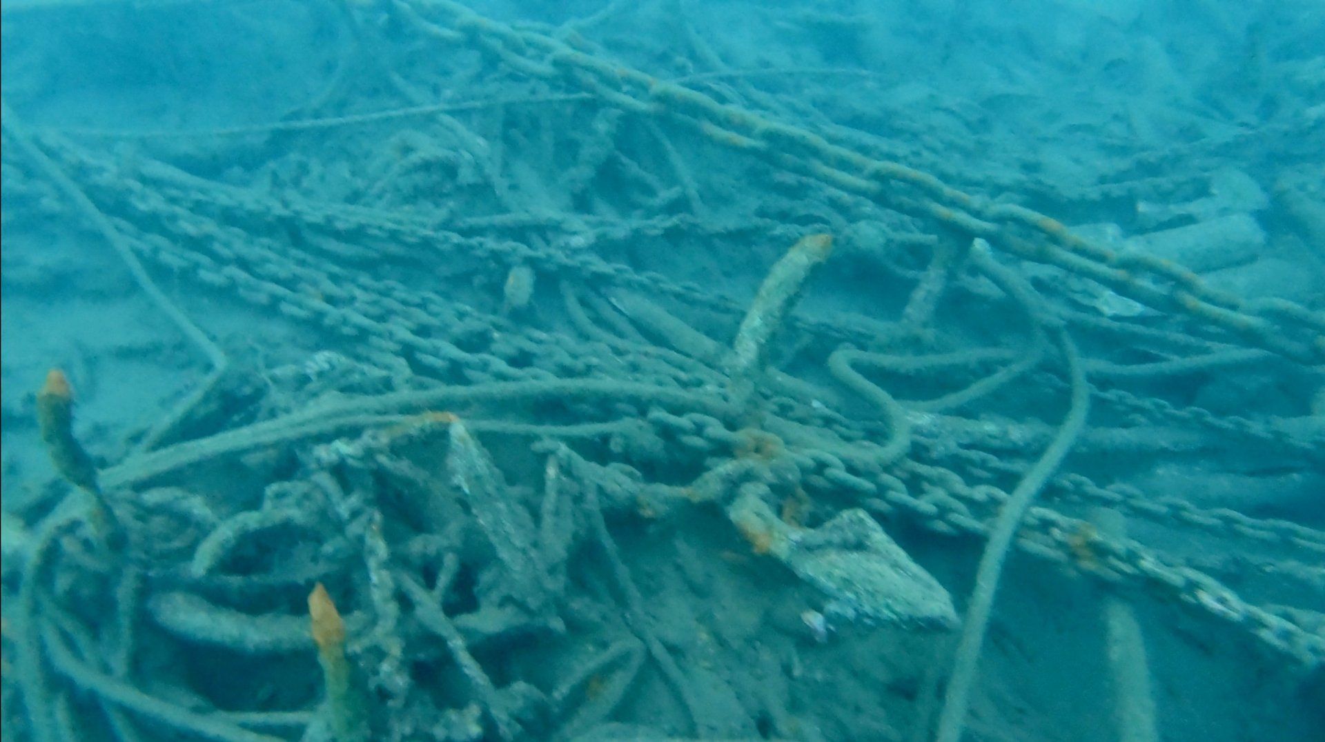 Oct 31 2020 Cleanup operation of seabed rubbish in Hydra Harbour on Hydra Island Greece.