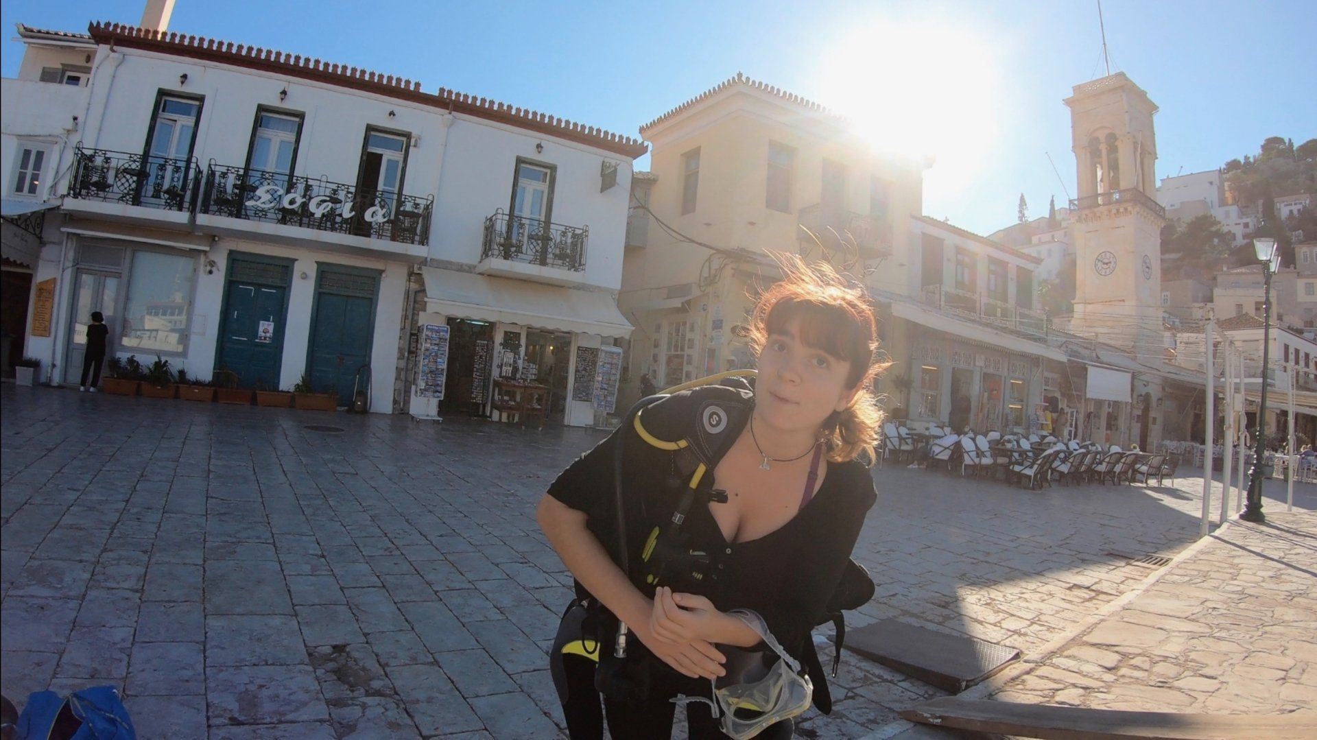 Oct 31 2020 Cleanup operation of seabed rubbish in Hydra Harbour on Hydra Island Greece.