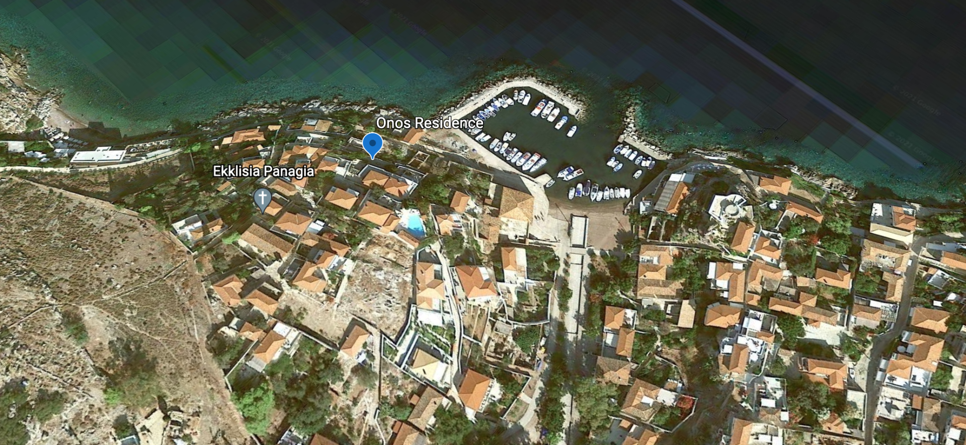 © 2020 HYDRADIRECT Location Map for the Onos Residence on Hydra Island Greece