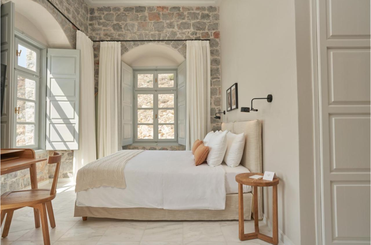 The deluxe Mandraki Beach Resort hotel, Hydra Island Greece