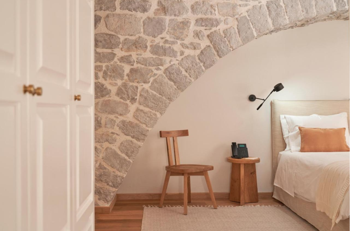 The deluxe Mandraki Beach Resort hotel, Hydra Island Greece