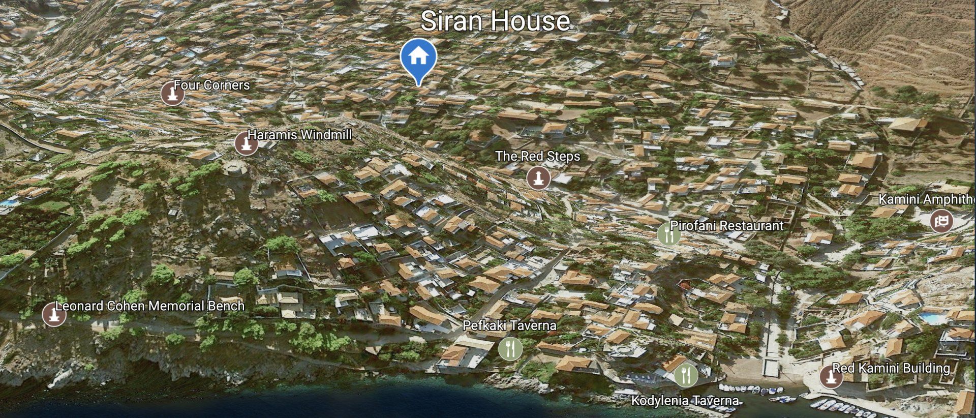 Location Map for Siran House on Hydra Island Greece
