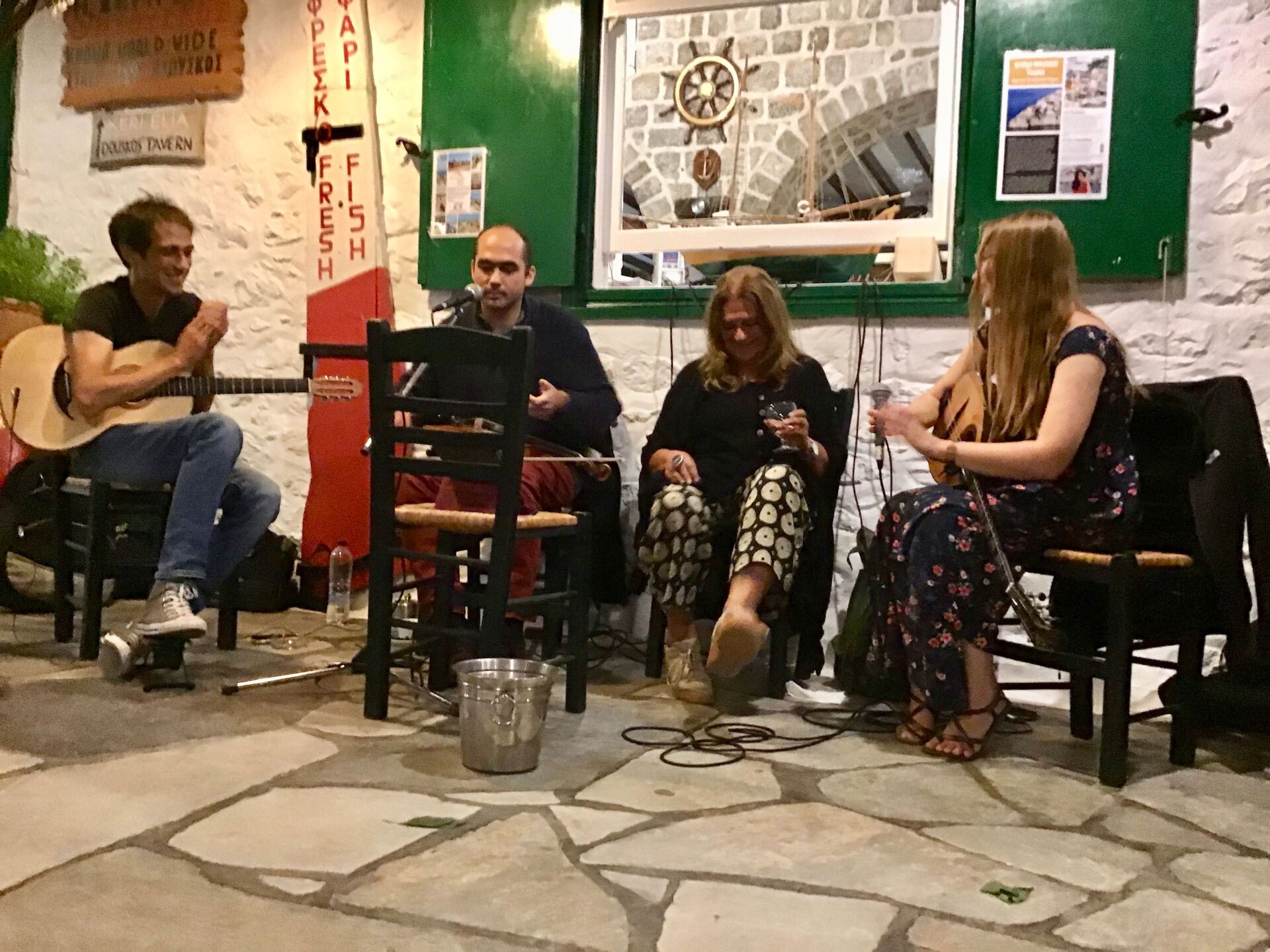 2019 SOAS Rebetika band playing live at the rebetika evening on Hydra Island Greece