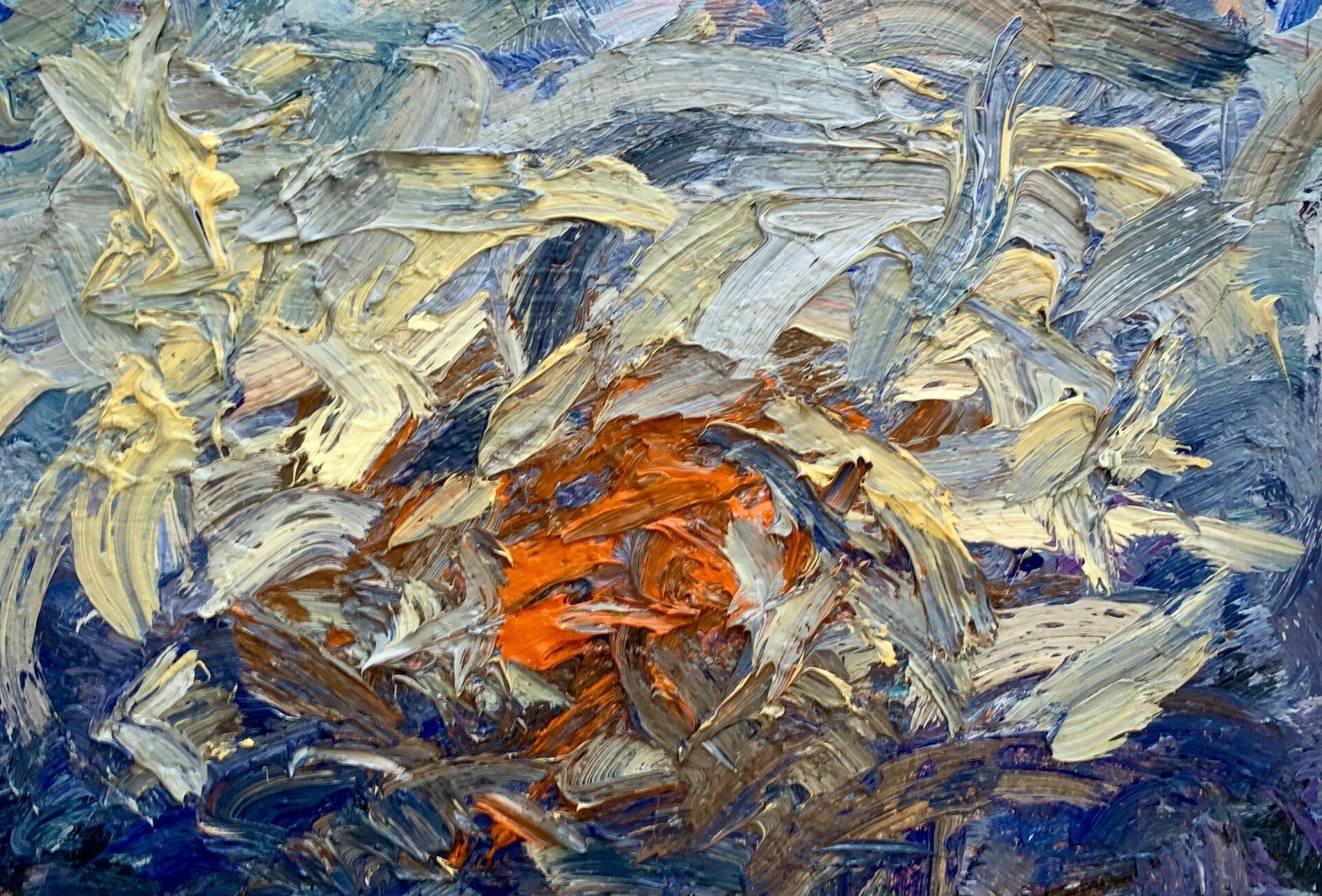 Oil on canvas painting by artist Wesley Eberle on Hydra Island Greece