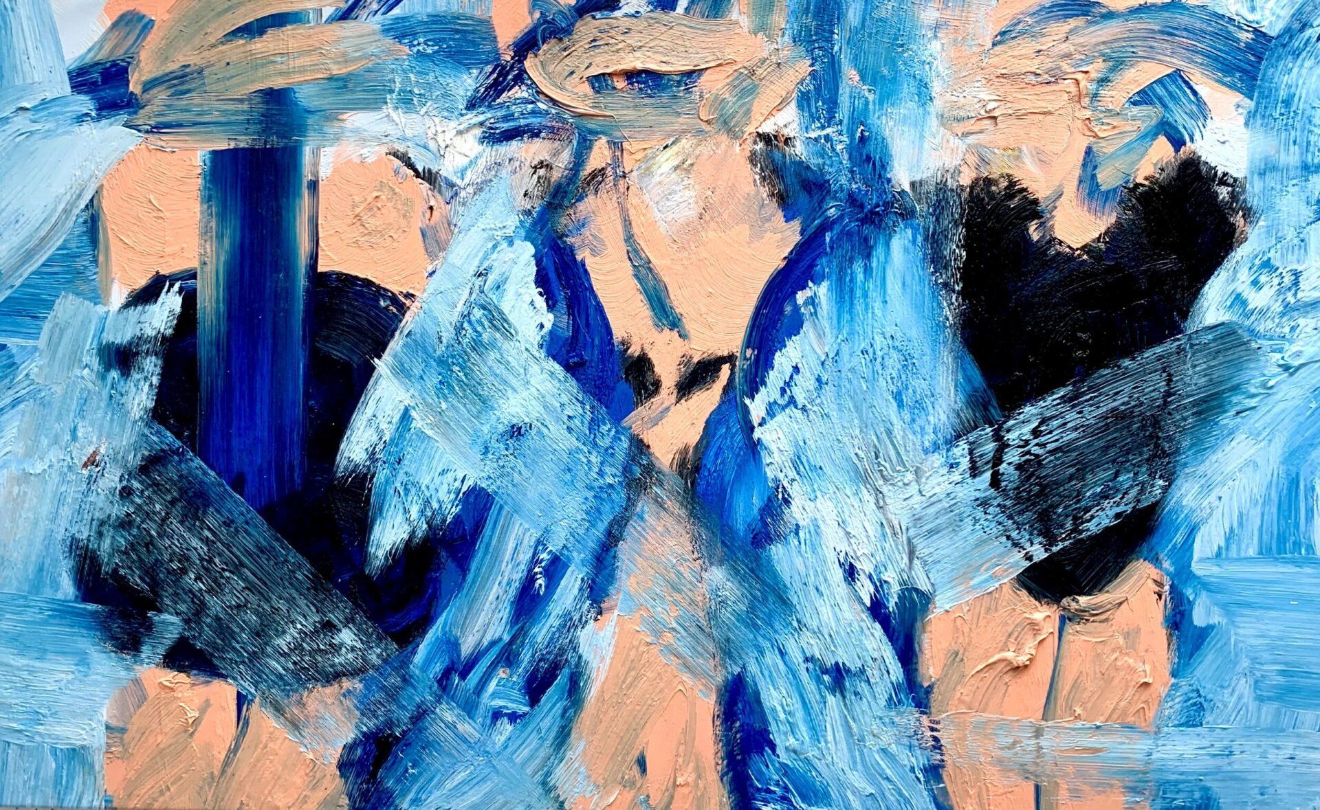 Oil on canvas painting by artist Wesley Eberle on Hydra Island Greece