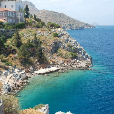 Avlaki Beach on Hydra Island Greece