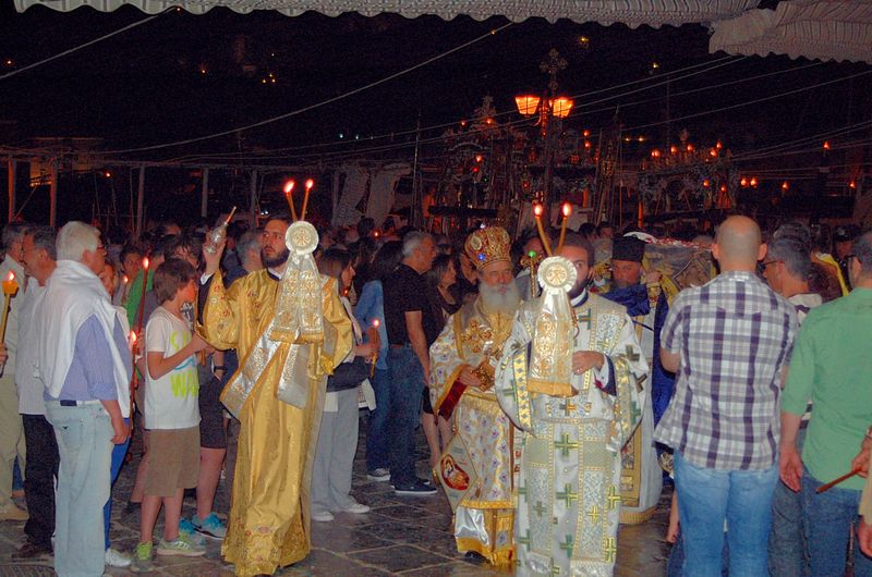 Good Friday blessing during Pascha (Greek Orthodox Easter) on Hydra Island Greece