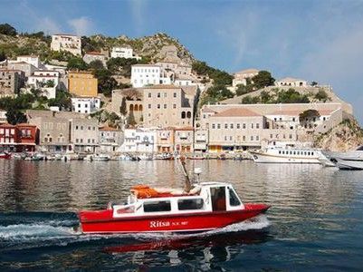 RitsEleni Sea Taxi driven by Marina Lazou of Hydra Island Greece.a Sea Taxi driven by Marina Lazou of Hydra Island Greece.