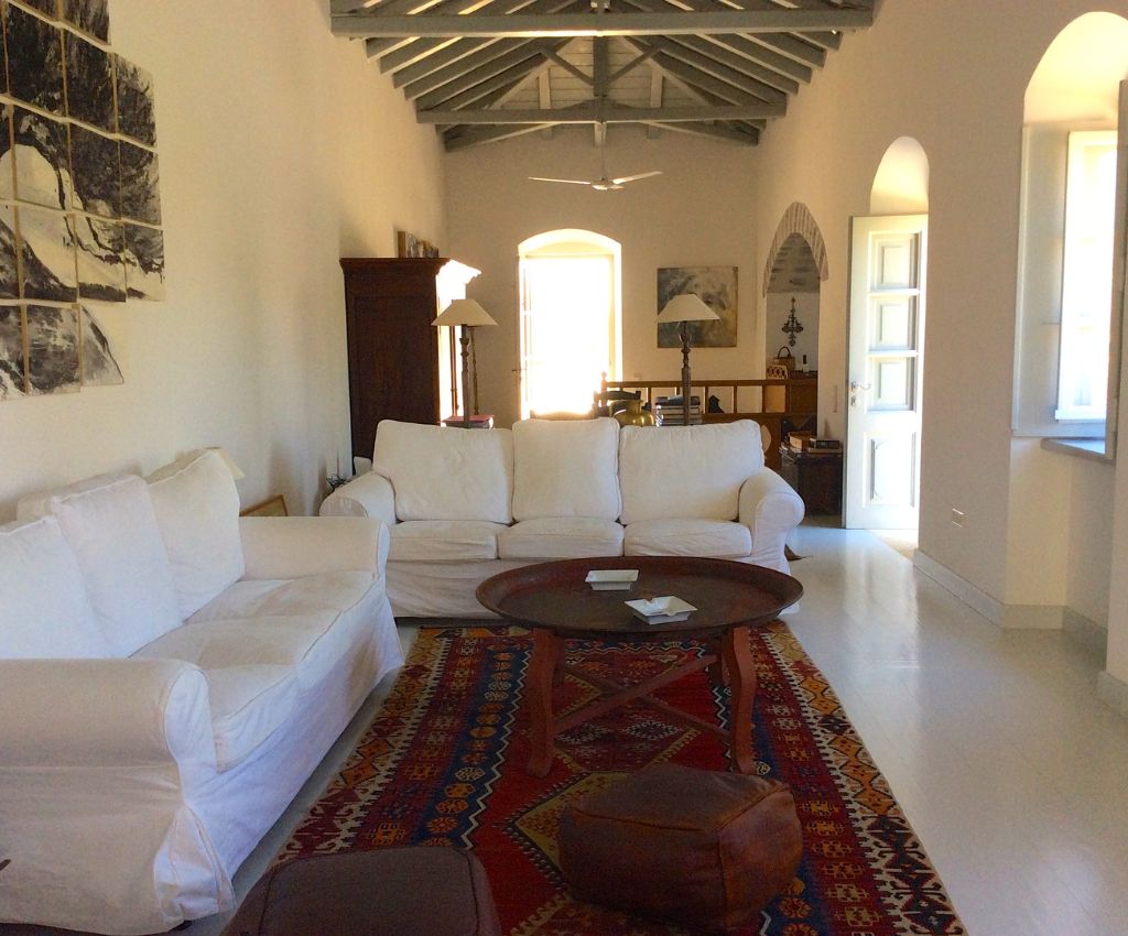 Main building at Arineso Family Villa, holiday house to rent in Kamini on Hydra Island Greece.