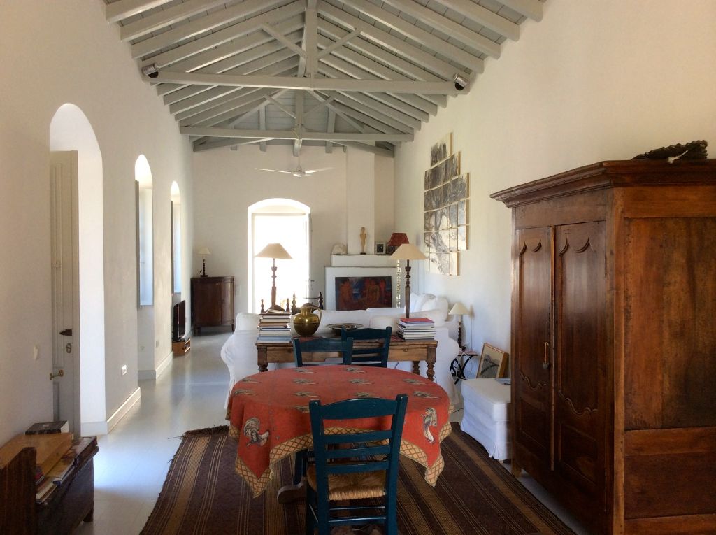 Main building at Arineso Family Villa, holiday house to rent in Kamini on Hydra Island Greece.