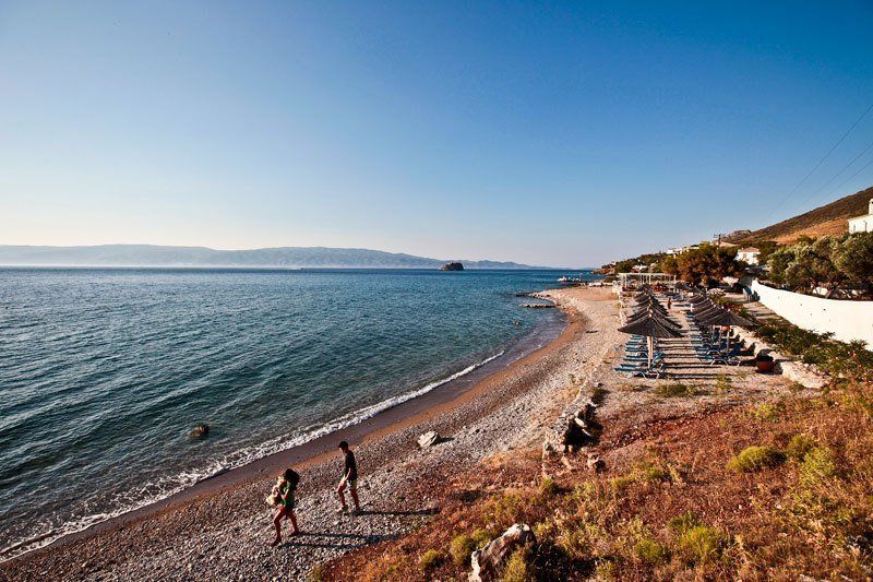 Vlychos Plakes Beach - beaches on Hydra Island Greece.