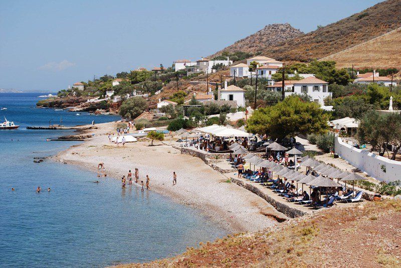 Vlychos Plakes Beach - beaches on Hydra Island Greece.
