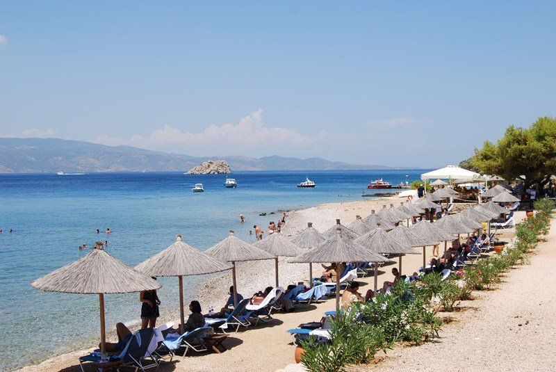 Plakes Beach Vlychos Plakes Beach - beaches on Hydra Island Greece.