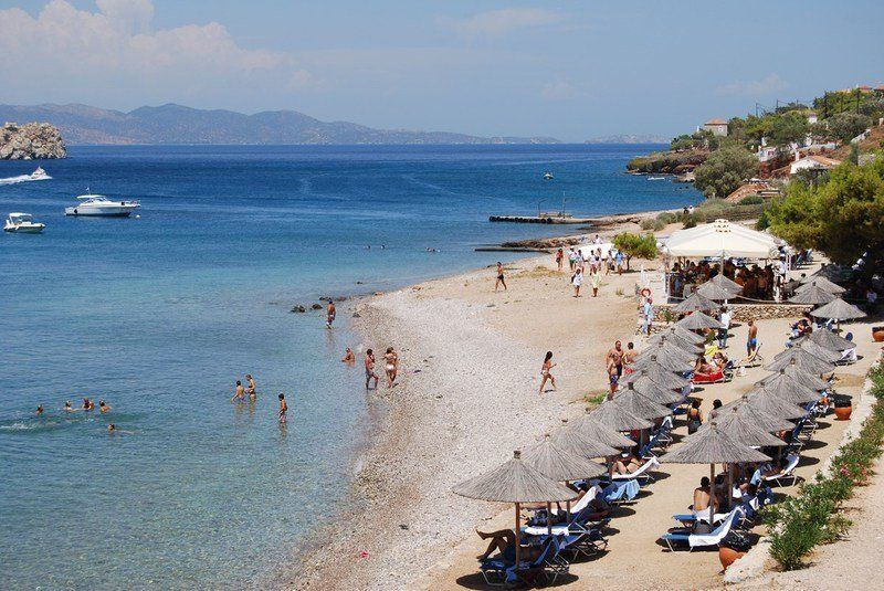Vlychos Plakes Beach - beaches on Hydra Island Greece.
