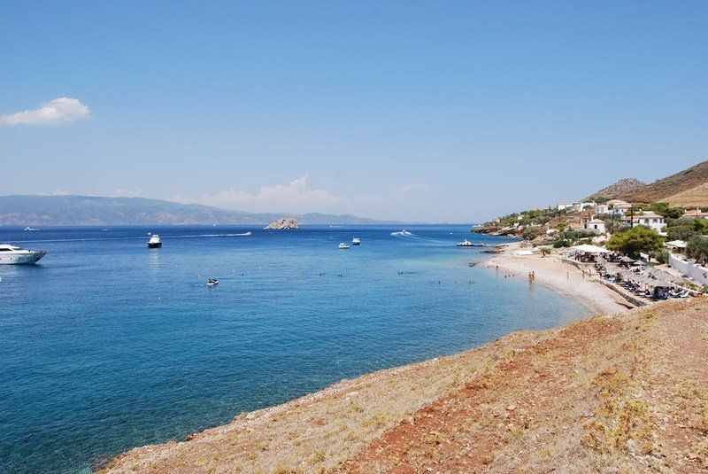 Vlychos Plakes Beach - beaches on Hydra Island Greece.