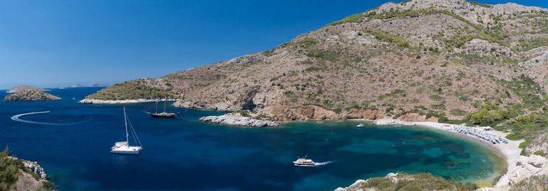 Ag. Nikolaos Beach - beaches on Hydra Island Greece.