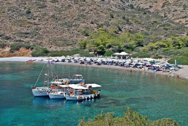 Ag. Nikolaos Beach - beaches on Hydra Island Greece.
