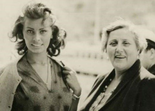 Sophia Loren with Madam Ekaterini Paouri in the 1950s on Hydra Island Greece.