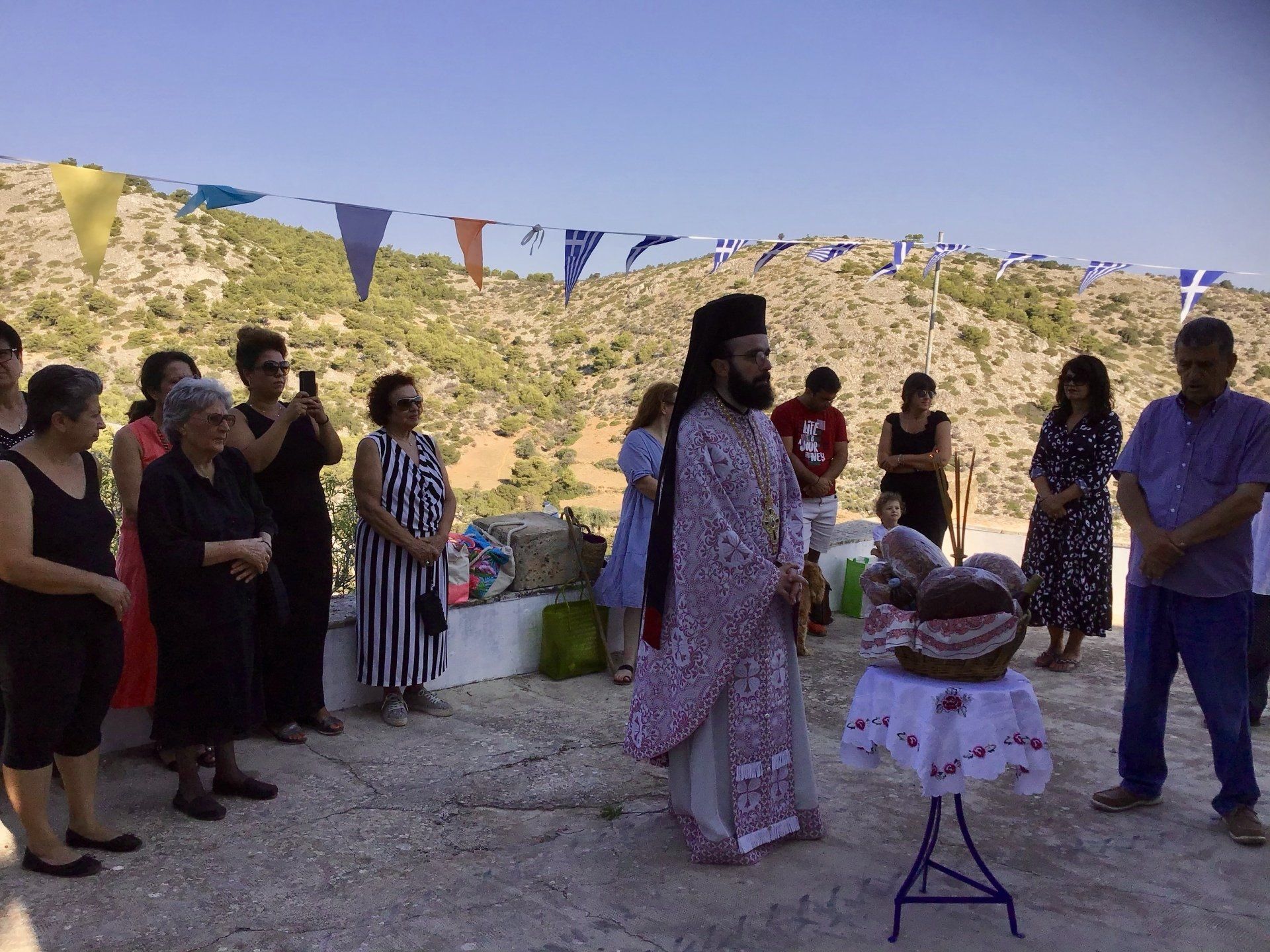 Ag Anargyros name day service and open house at Episkopi as guest of Sotirios Iliadis, July 4th 2020 on Hydra Island Greece.