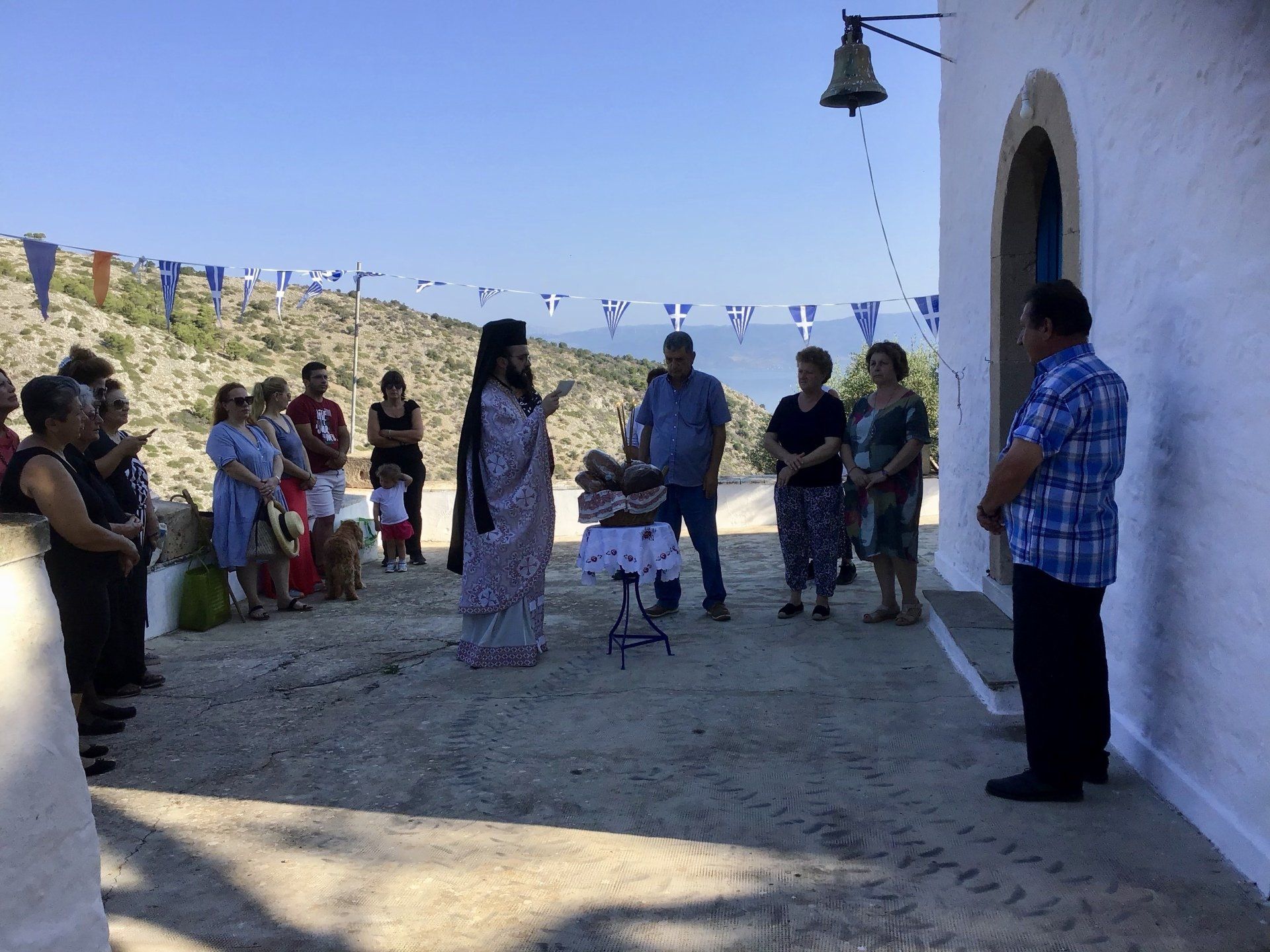 Ag Anargyros name day service and open house at Episkopi as guest of Sotirios Iliadis, July 4th 2020 on Hydra Island Greece.