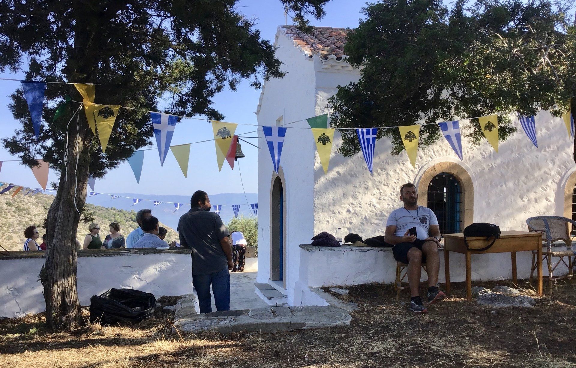 Ag Anargyros name day service and open house at Episkopi as guest of Sotirios Iliadis, July 4th 2020 on Hydra Island Greece.
