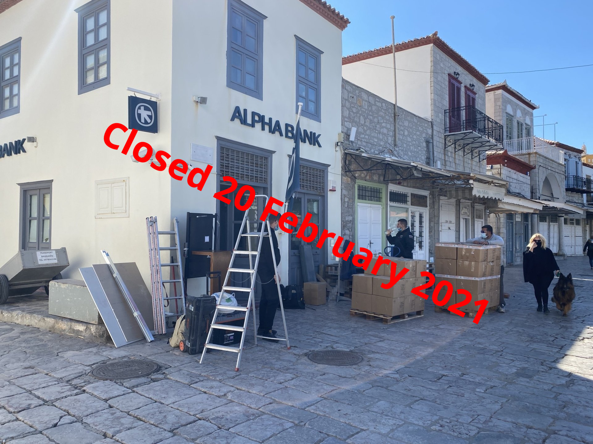 Hydra branch of the Alpha Bank closed 20 Feb 2021