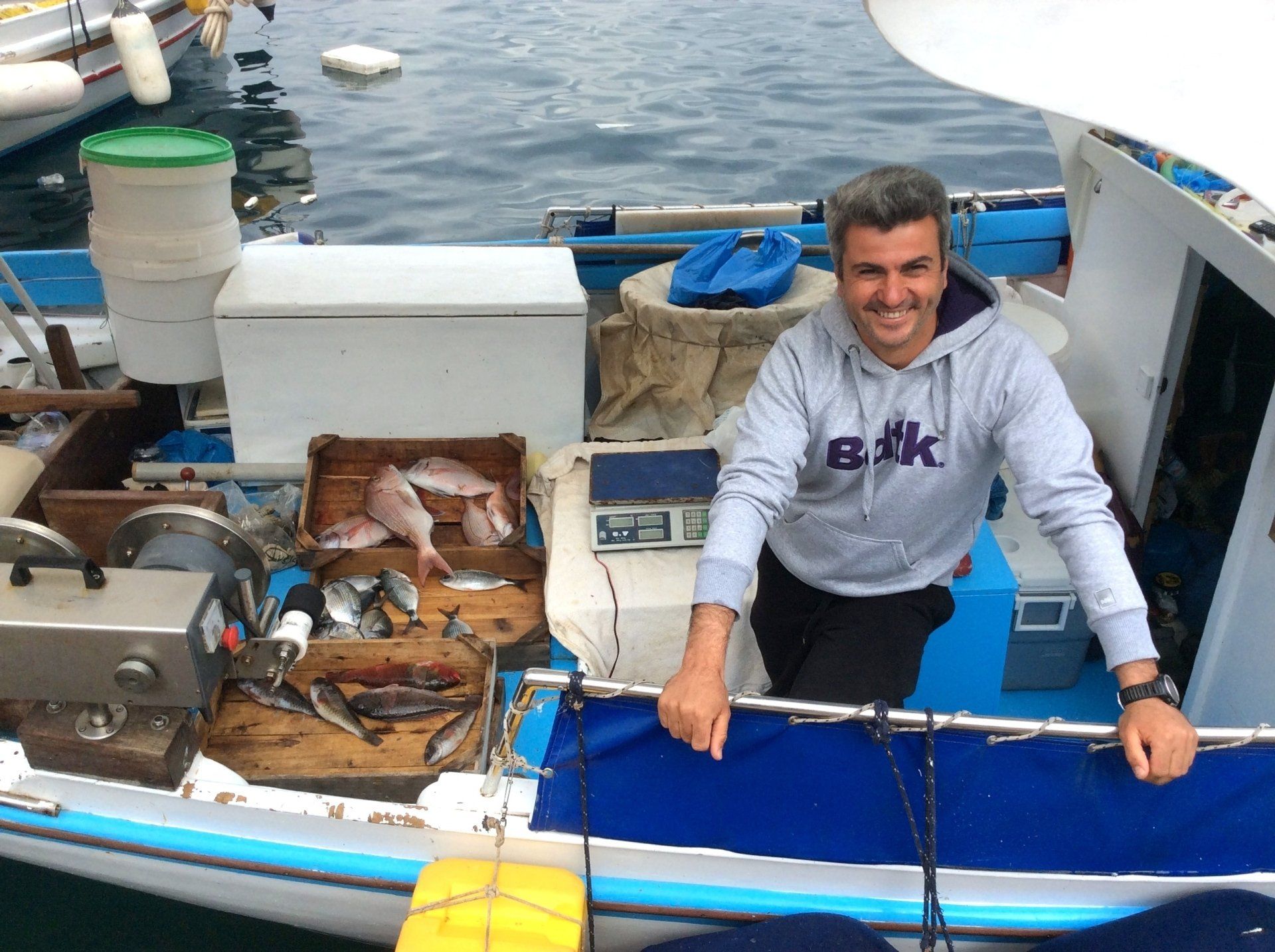 The sea fishing fishermen of Hydra Island Greece.