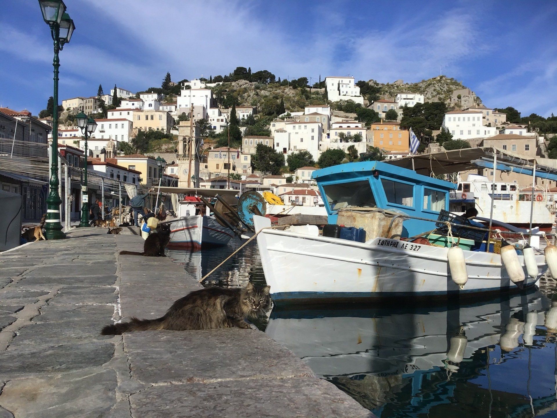 The sea fishing fishermen of Hydra Island Greece.