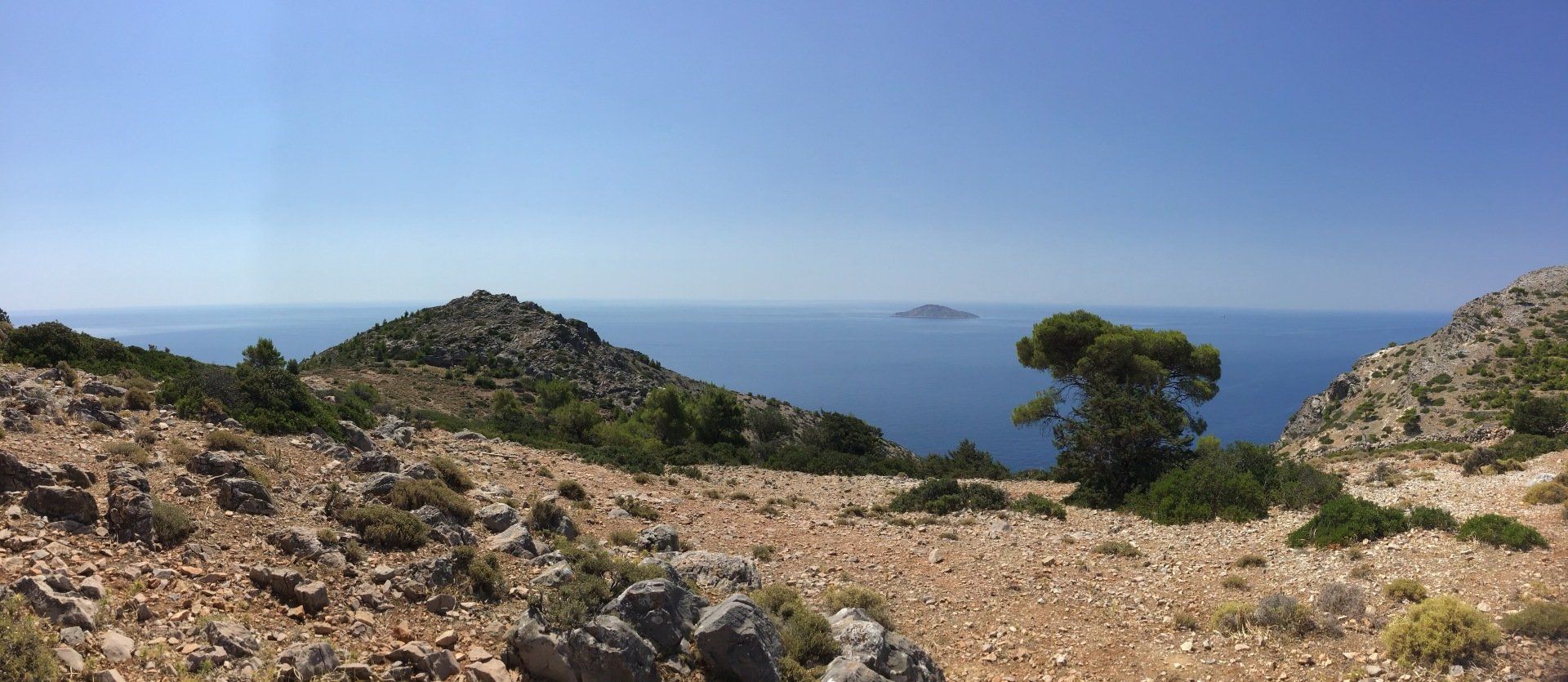 Views of Episkopi in the centre of Hydra Island Greece. A wonderful long walk on an off-season day with phenomenal views as a reward while you eat your picnic.