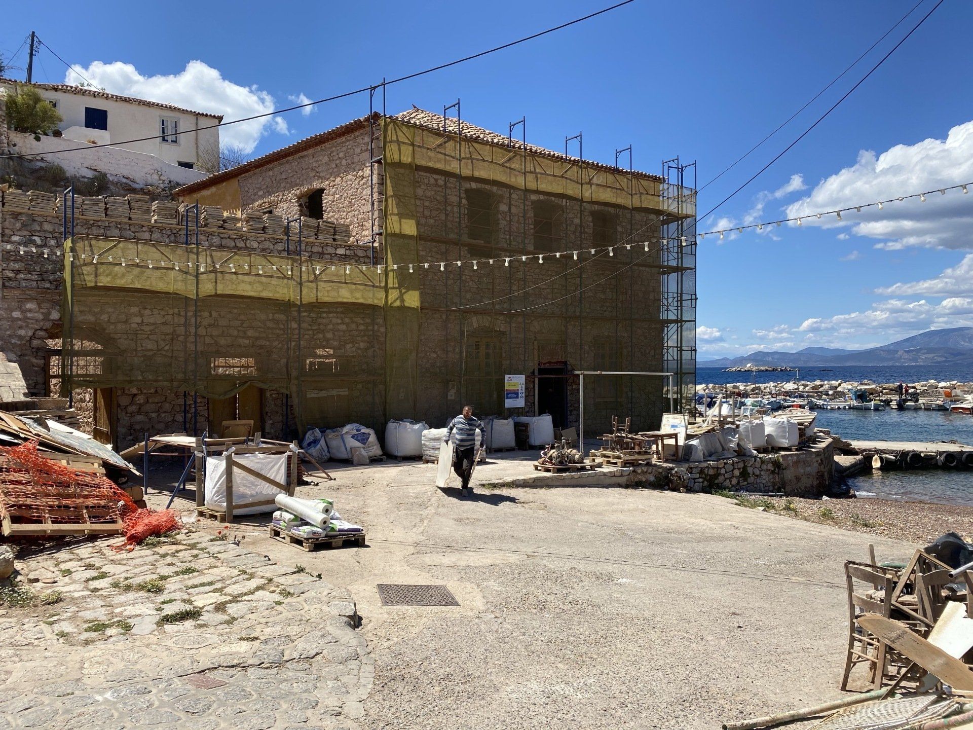 Construction and repairs on Hydra island Greece