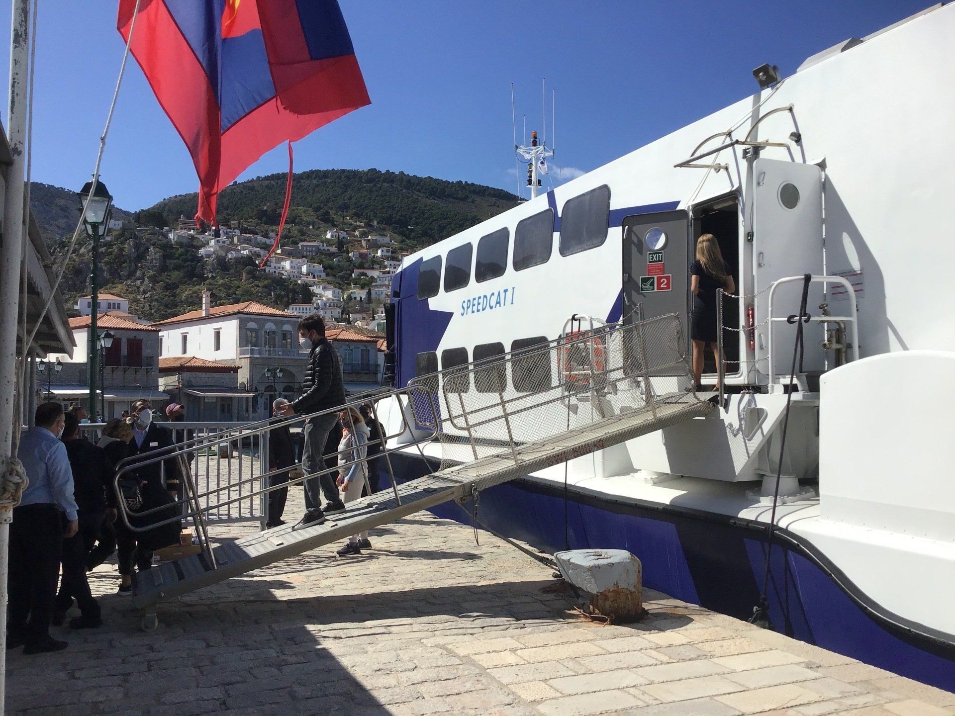 Alpha Lines Passenger Catamaran Service between Piraeus Athens and Hydra Island Greece.