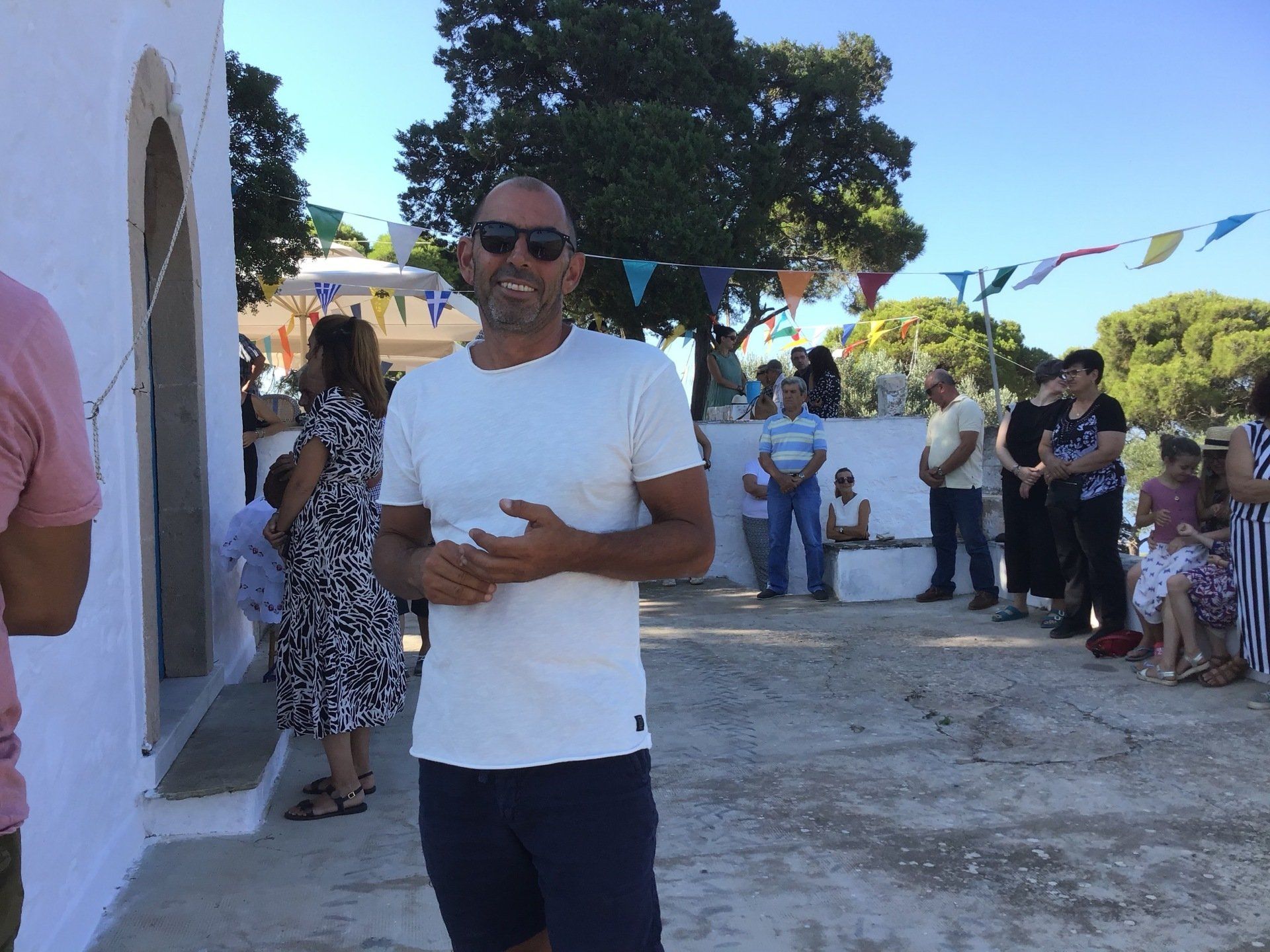 Ag Anargyros name day service and open house at Episkopi as guest of Sotirios Iliadis, July 4th 2020 on Hydra Island Greece.