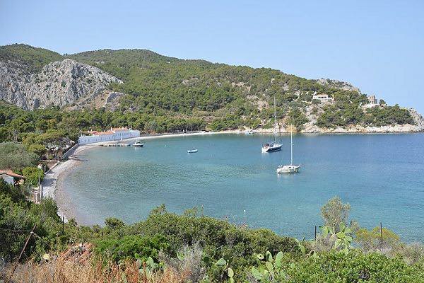 Eleni Sea Taxi driven by Marina Lazou of Hydra Island Greece.