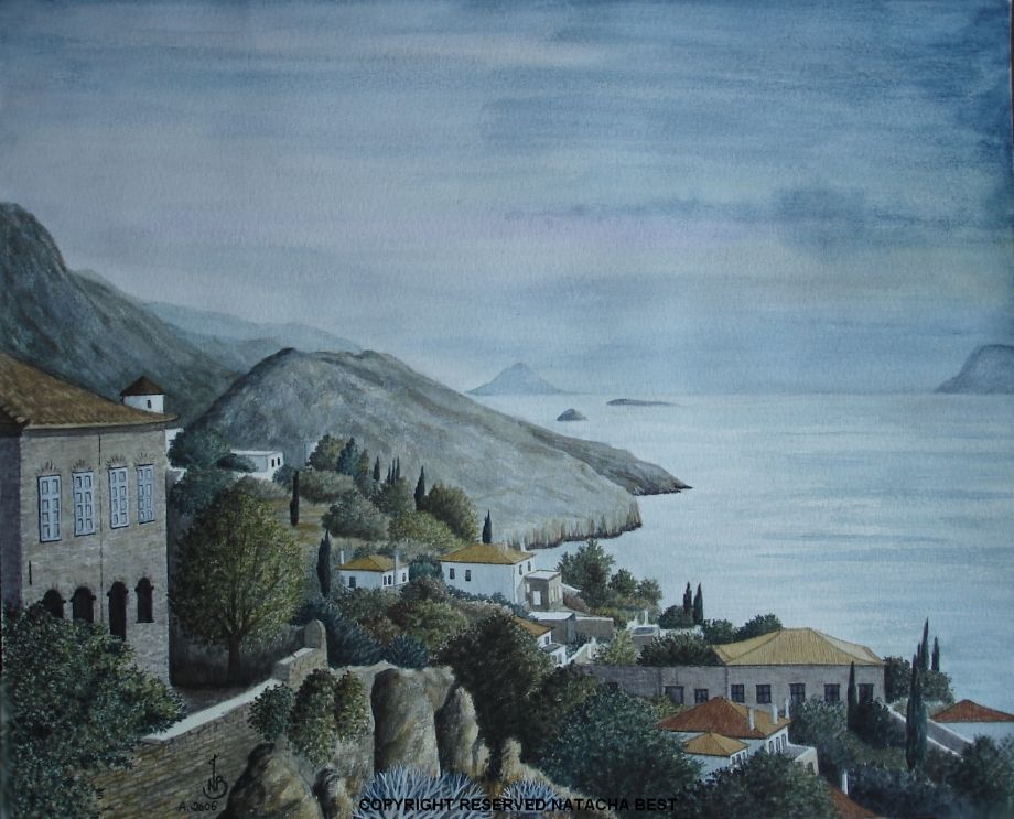 Natacha Best artist on Hydra Island Greece