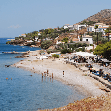 Plakes Beach on Hydra Island Greece