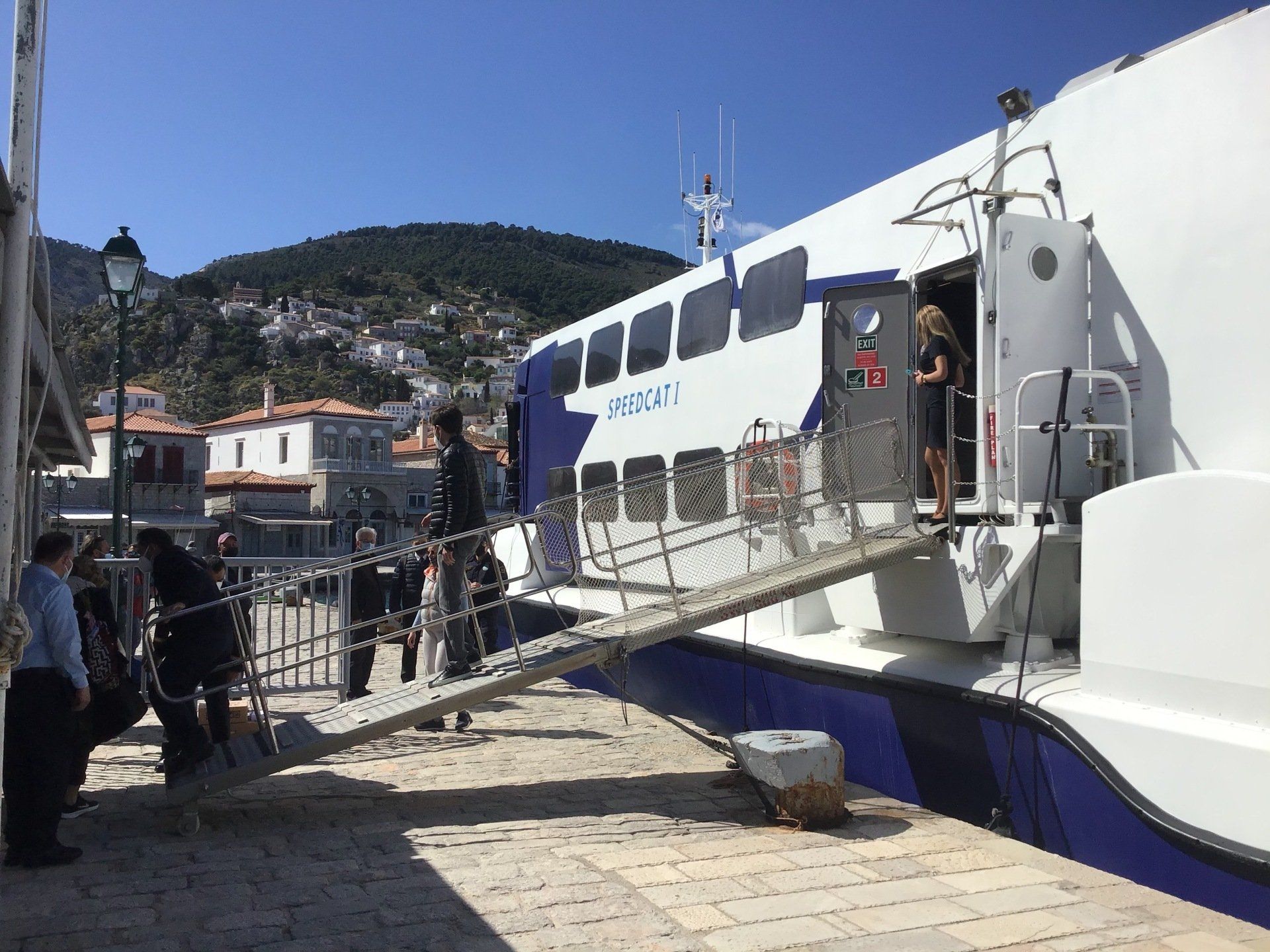 Alpha Lines Passenger Catamaran Service between Piraeus Athens and Hydra Island Greece.