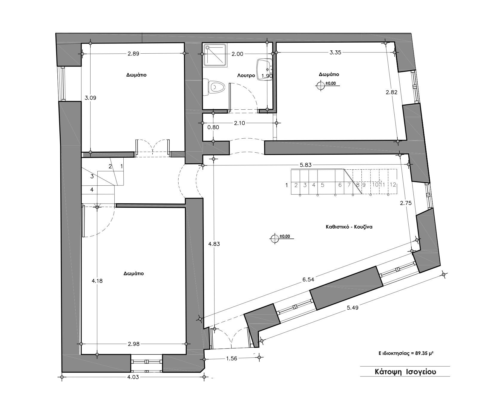 Plans for Corner Town House for sale on Hydra Island.