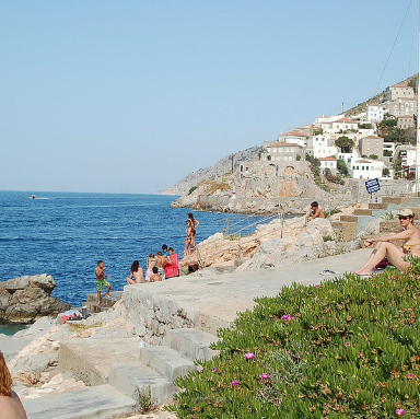 Spilia Bathing Platforms on Hydra Island Greece