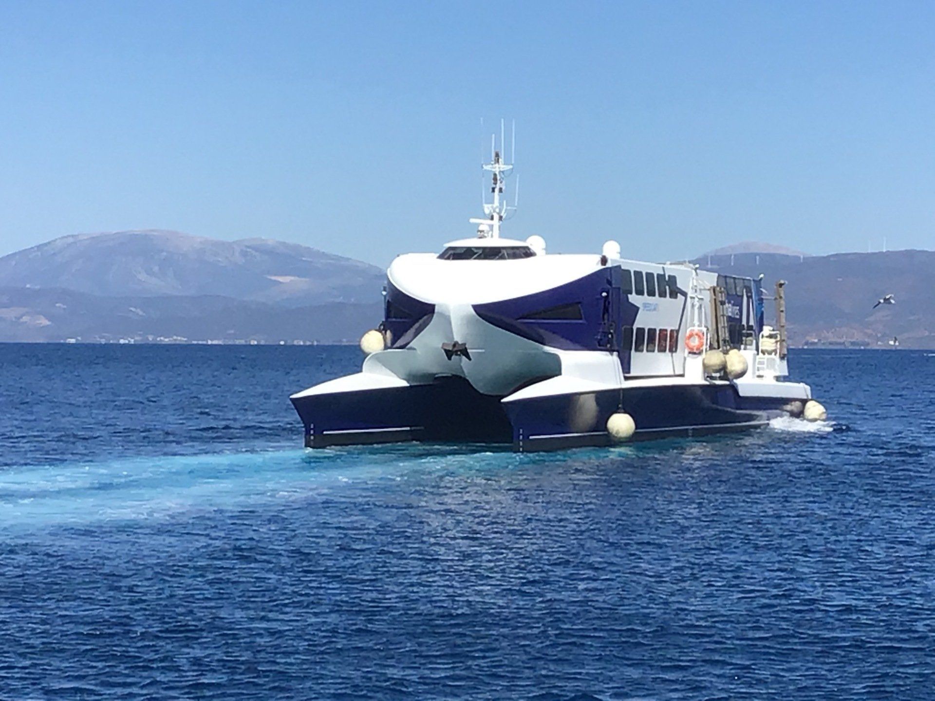 Alpha Lines Speed Cat passenger catamaran to Hydra Island Greece.