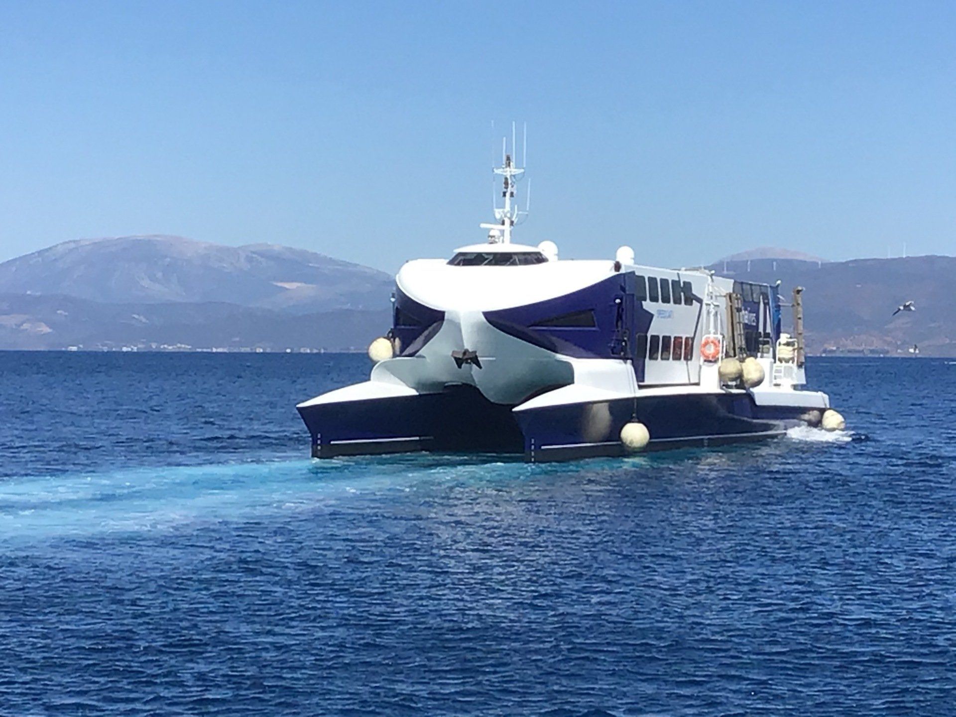 Alpha Lines Passenger Catamaran Service between Piraeus Athens and Hydra Island Greece.