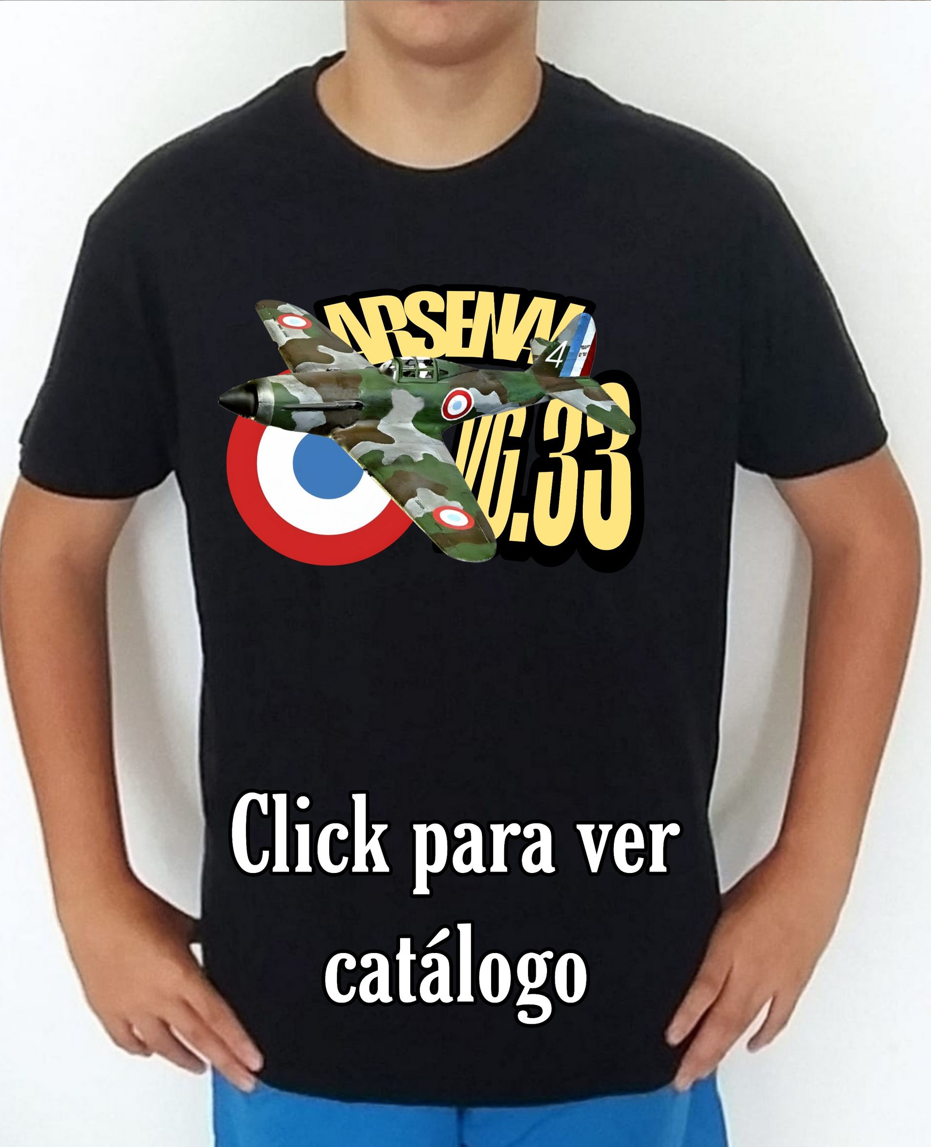 Colección camisetas aviones de combate 2WW Francia Arsenal VG 33 Azur Camiseta/t-shirt/playera, del catálogo de CamisetasMilitares.com  en la colección aviones de combate 2WW Francia Arsenal VG 33 Azur