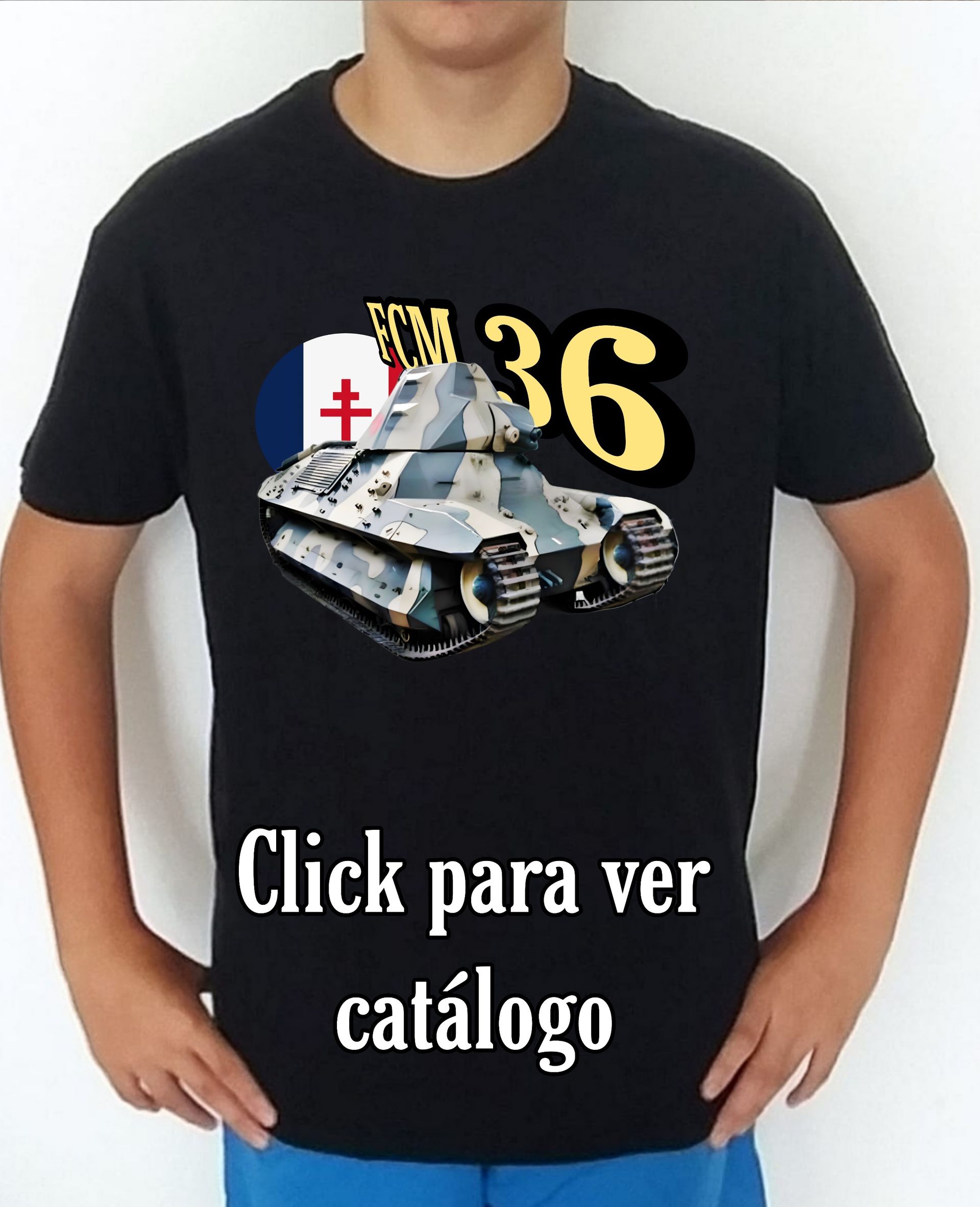 Colección camisetas carros de combate 2WW Francia FCM-36 Camiseta/t-shirt/playera, del catálogo de CamisetasMilitares.com  en la colección carros de combate 2WW Francia FCM-36