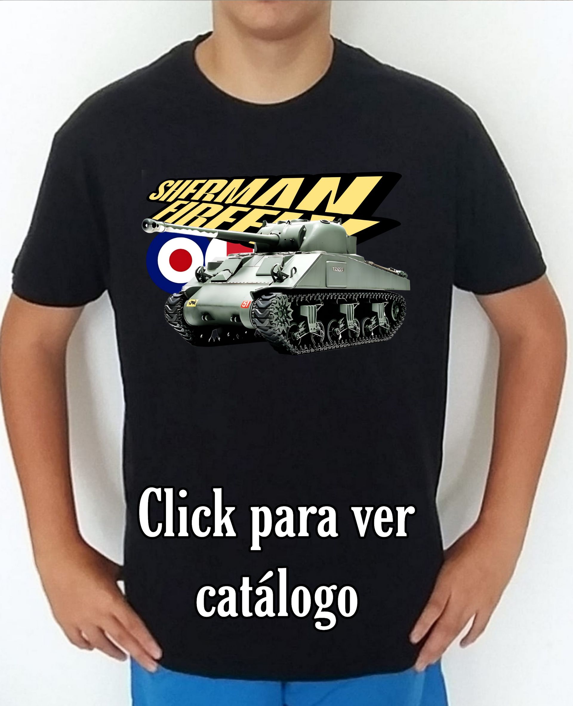 Colección camisetas carros de combate 2WW UK Sherman Firefly Camiseta/t-shirt/playera, del catálogo de CamisetasMilitares.com  en la colección carros de combate 2WW UK Sherman Firefly