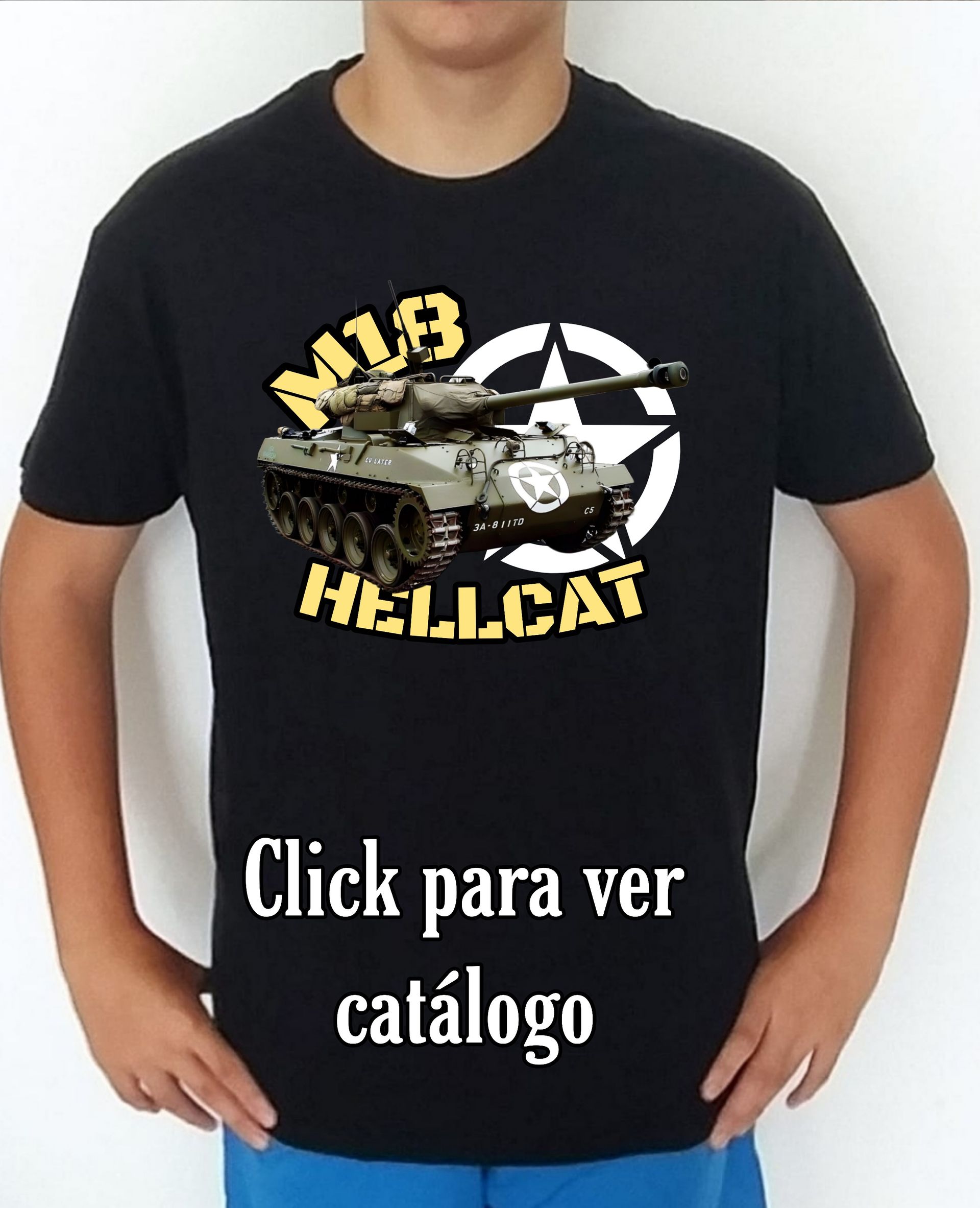 Colección camisetas carros de combate 2WW Usa M-18 Hellcat Camiseta/t-shirt/playera, del catálogo de CamisetasMilitares.com en la colección carros de combate 2WW USA M-18 Hellcat